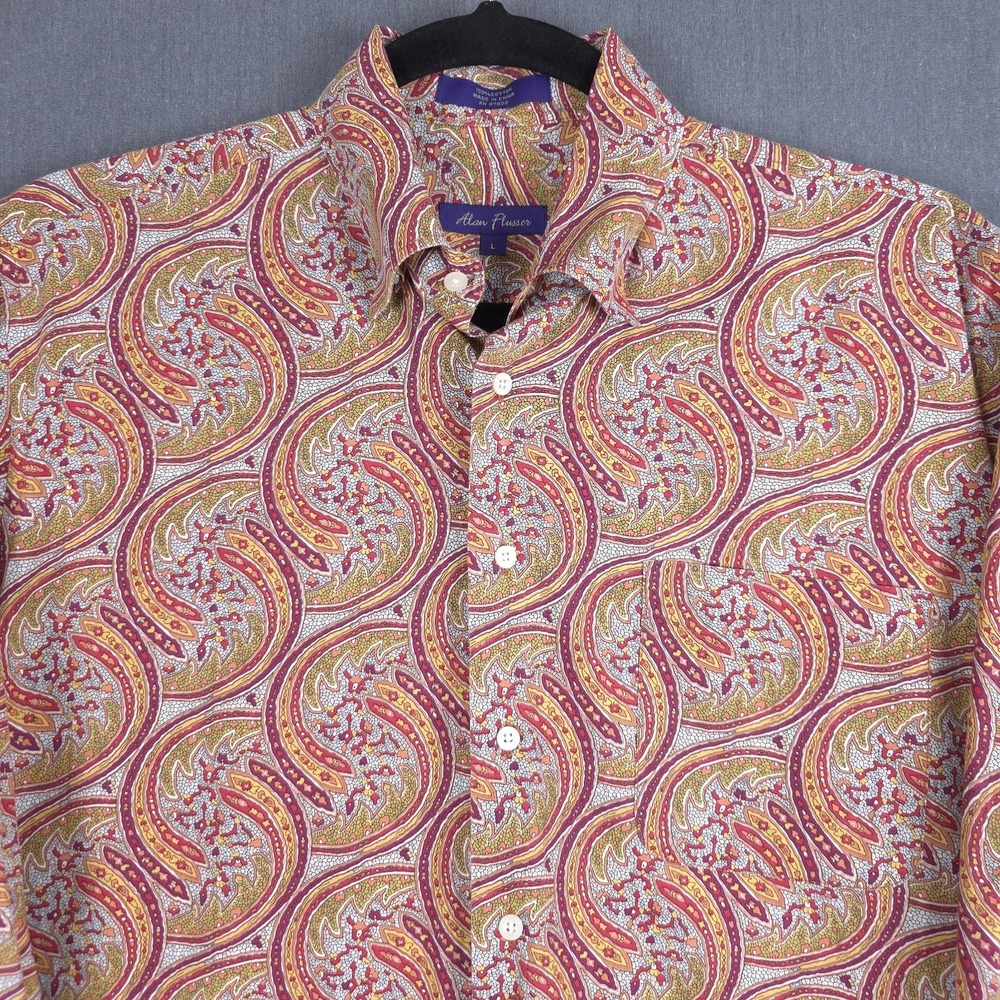 Alan Flusser Shirt Mens Large Colorful Geometric Long Sleeve Button Preppy‎